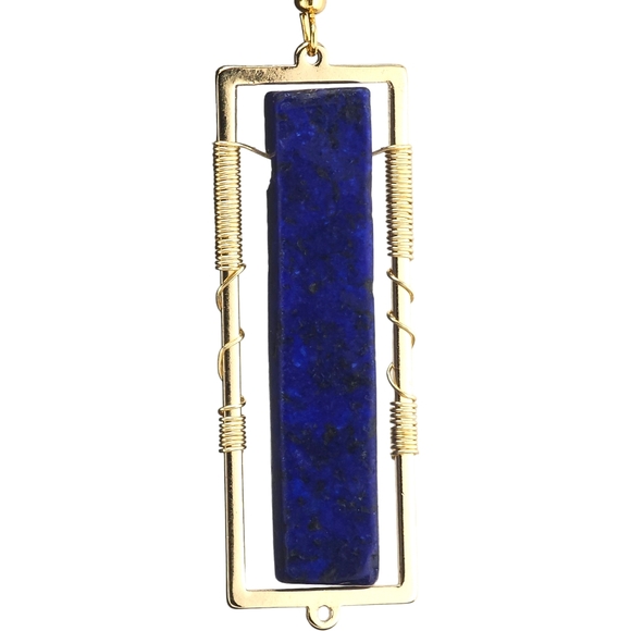 🌌"Midnight Portals"✨2" 22k gold-plated German Wired Lapis Lazuli Earrings🟦 - Picture 6 of 7